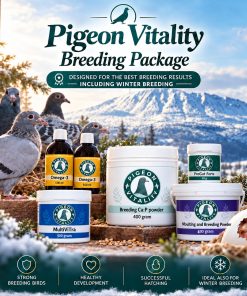 Pigeon Vitality Breeding Package: 2 x Omega-3 500 ml, MultiViTra 500 g, Breeding Ca:P powder 400 g, Moulting and Breeding Powder 400 g, ProGut Forte 50 g